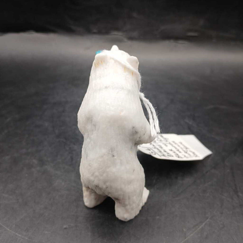 Athabascan carved fetish bear with fish in mouth