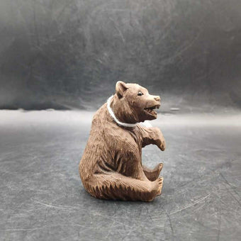Hand carved wooden bear signed by artist