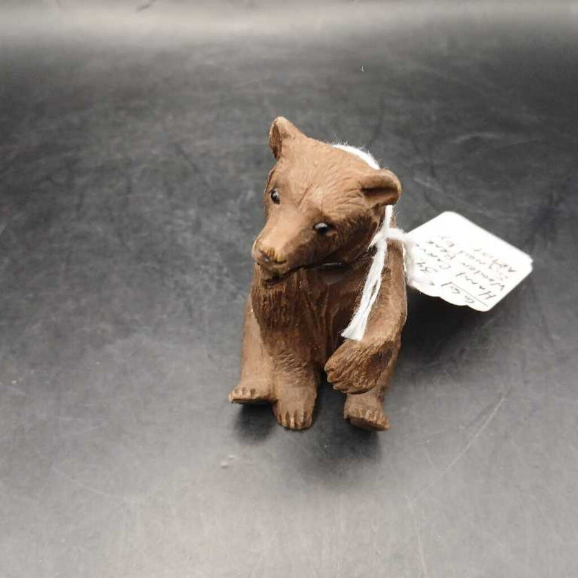 Hand carved wooden bear signed by artist
