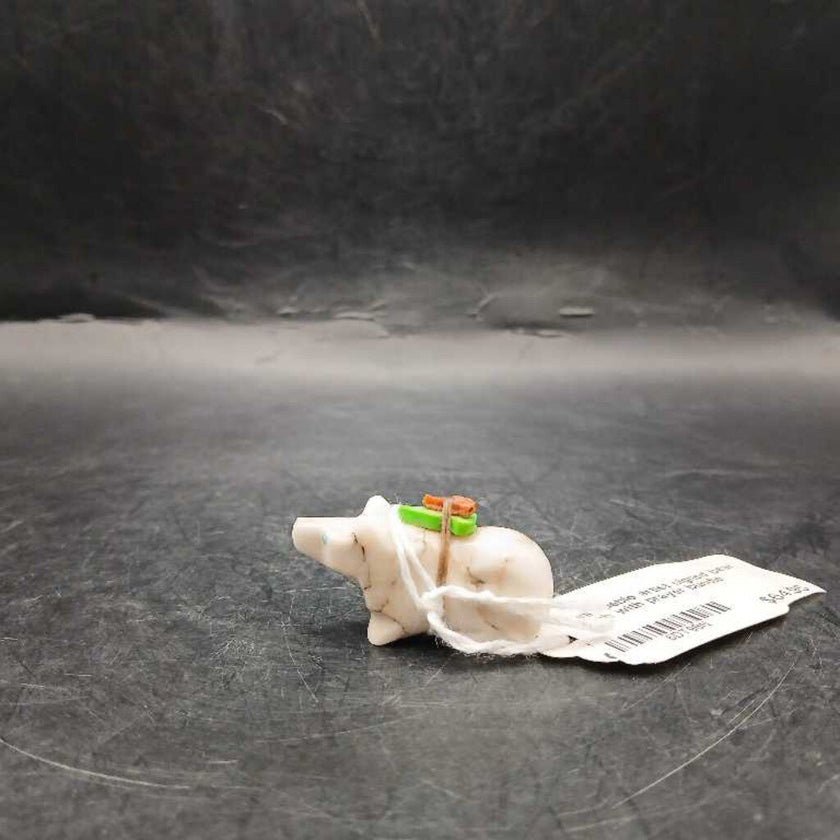 Zuni Pueblo artist signed bear fetish with prayer bundle