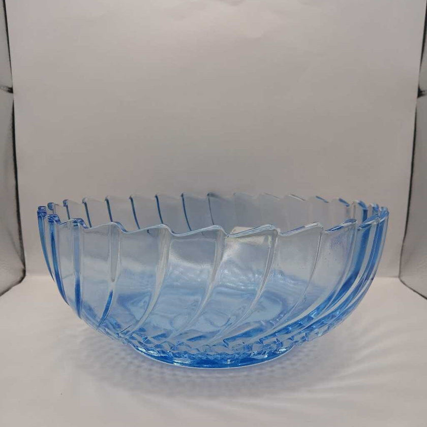 Vtg blue serving bowl with sunflower