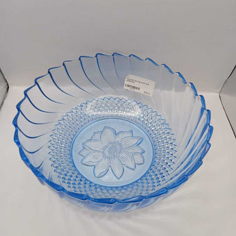 Vtg blue serving bowl with sunflower