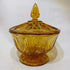 Vintage Anchor Hocking Amber Glass Fairfield Footed Candy Dish With Lid