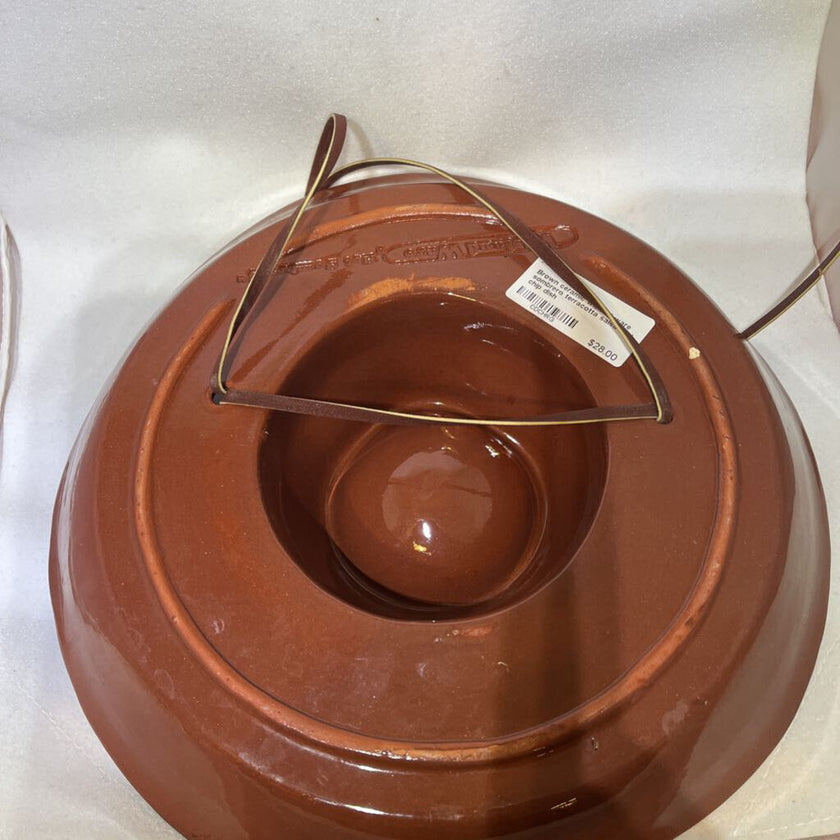 Brown ceramic wieland ware sombrero terracotta salsa and chip dish