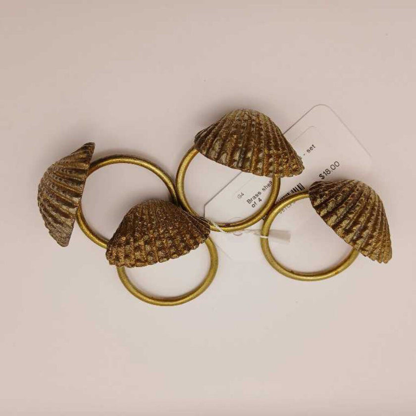 Brass shell napkin rings - set of 4