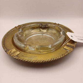 Brass and glass ashtray