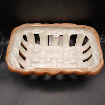 Woven ceramic bread basket