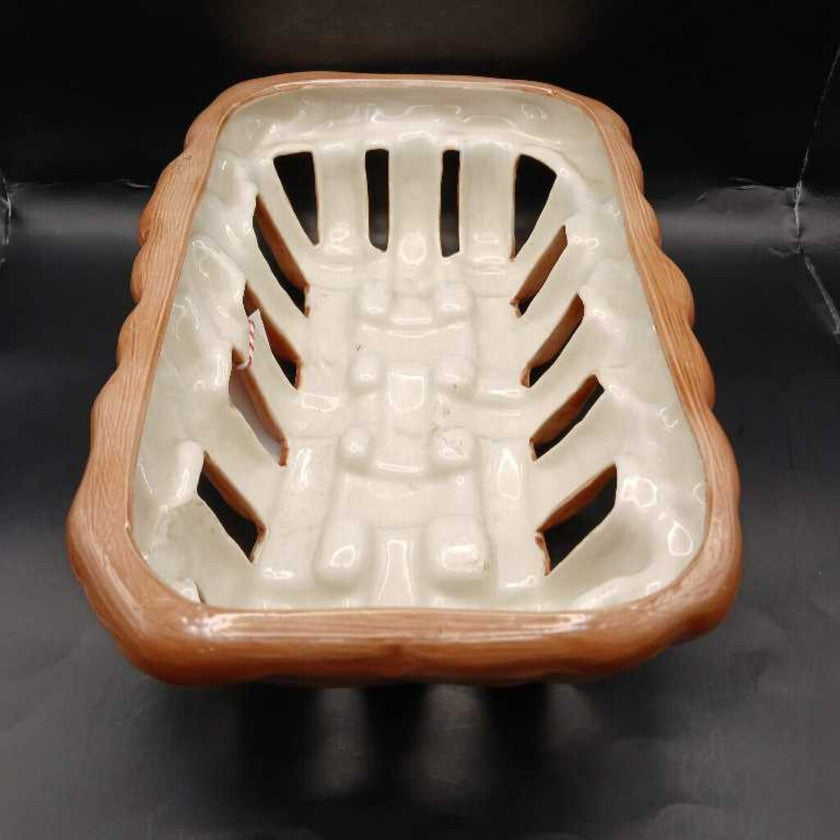 Woven ceramic bread basket