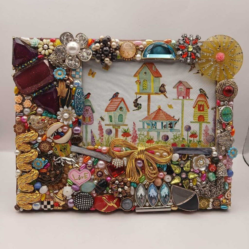 Jewelry covered picture frame
