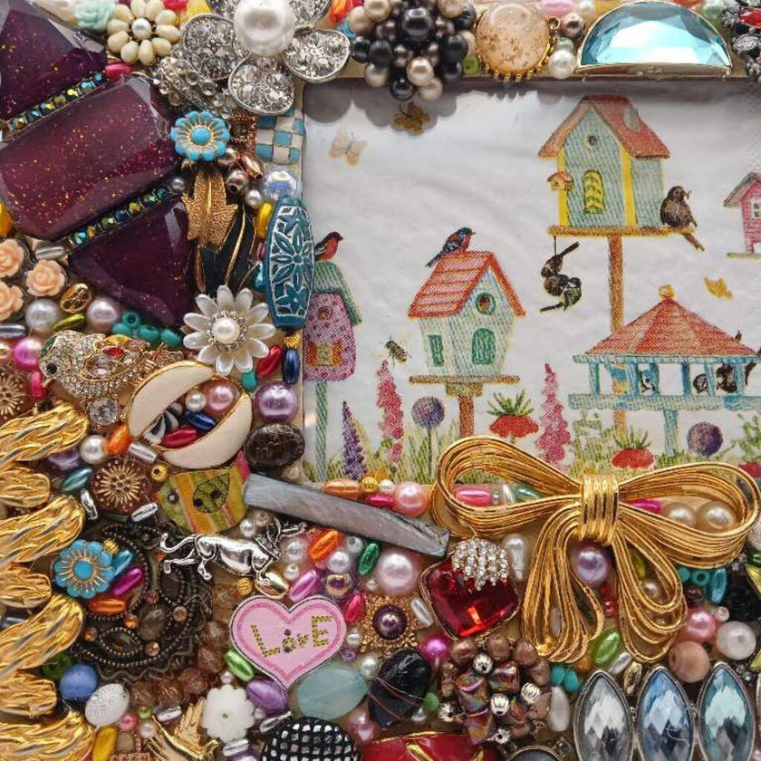 Jewelry covered picture frame