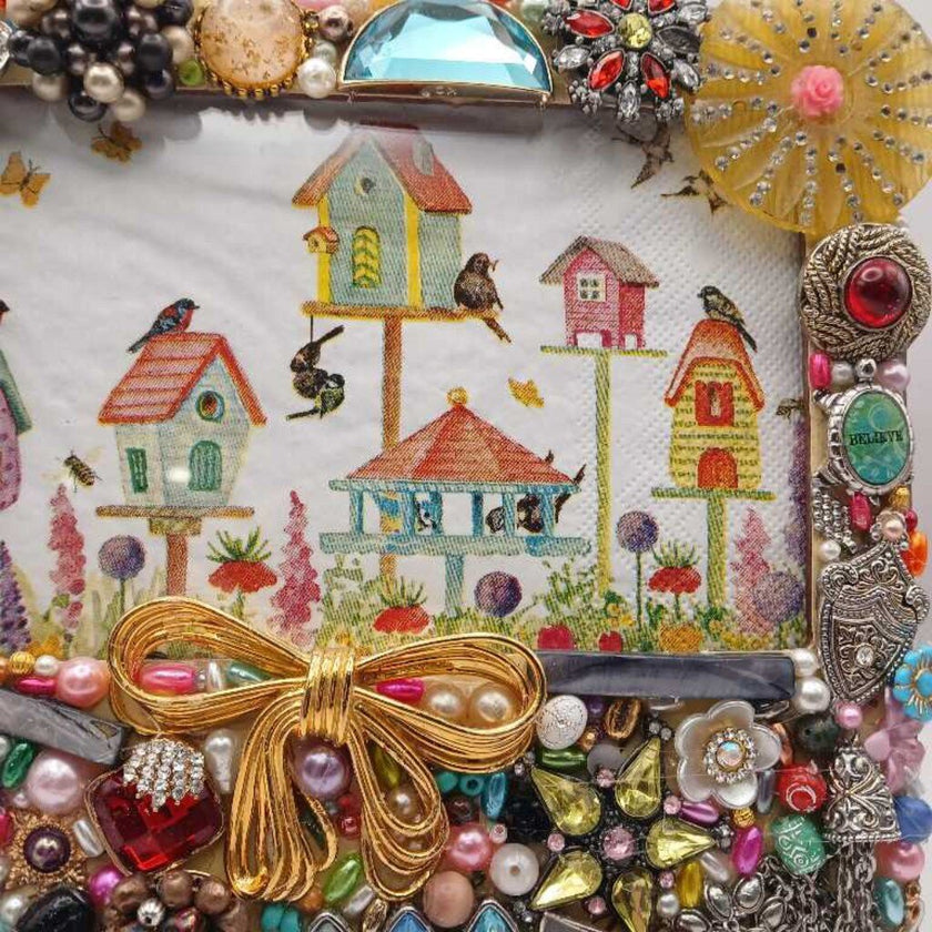 Jewelry covered picture frame