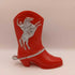 1950's Roy Rogers & Dale Evans Red Plastic Cowboy Boot coin bank by Fosta