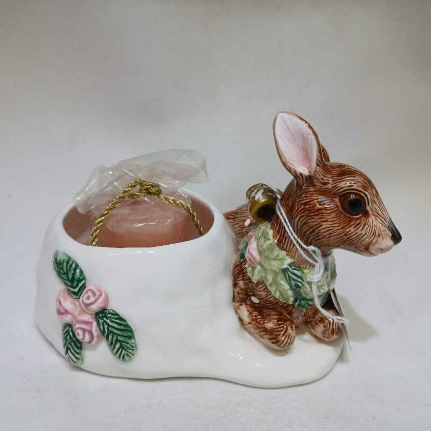 Fitz and Floyd - Winter Rose Fawn Candle Holder