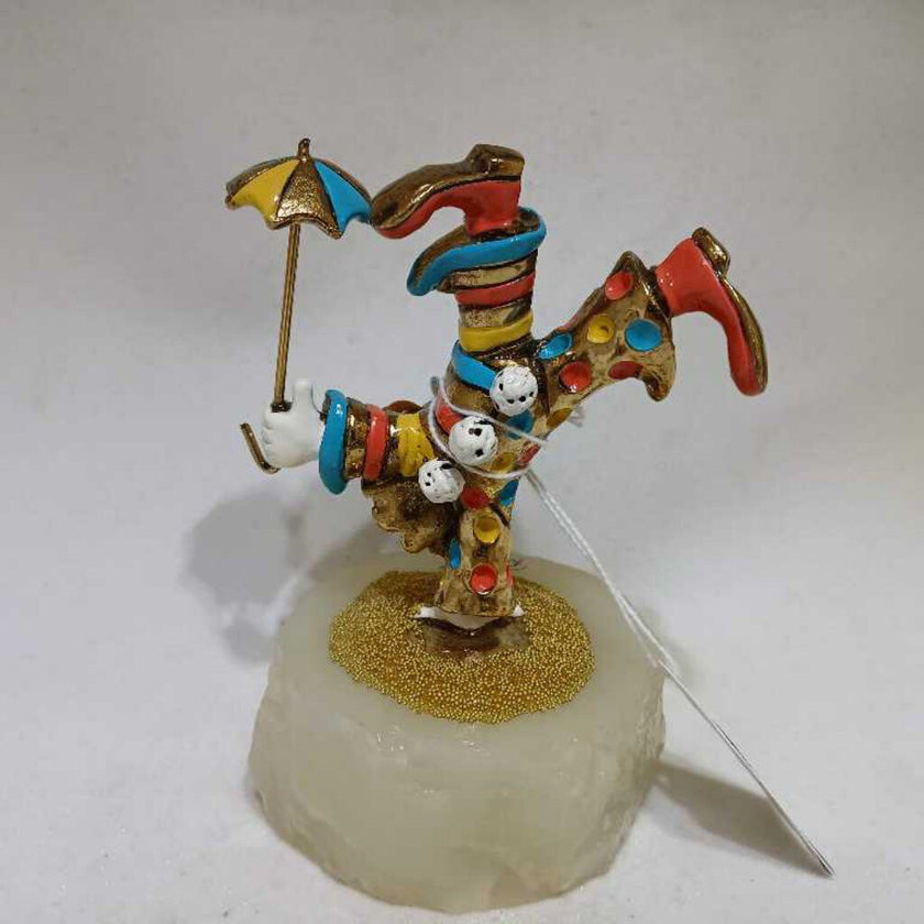 1984 - Ron Lee Clown - Acrobat Clown w/ Umbrella - 24k Gold Plated