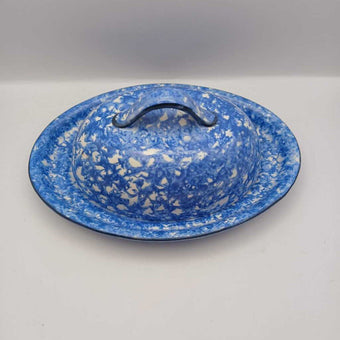 Stangl blue and white town & country butter dish