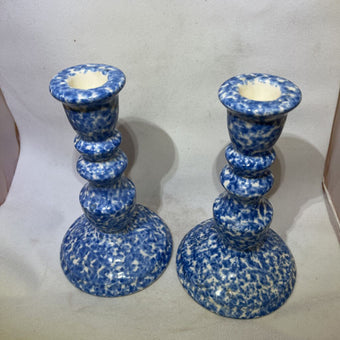 Blue sponge design candlesticks - 1 of 2