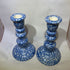 Blue sponge design candlesticks - 1 of 2