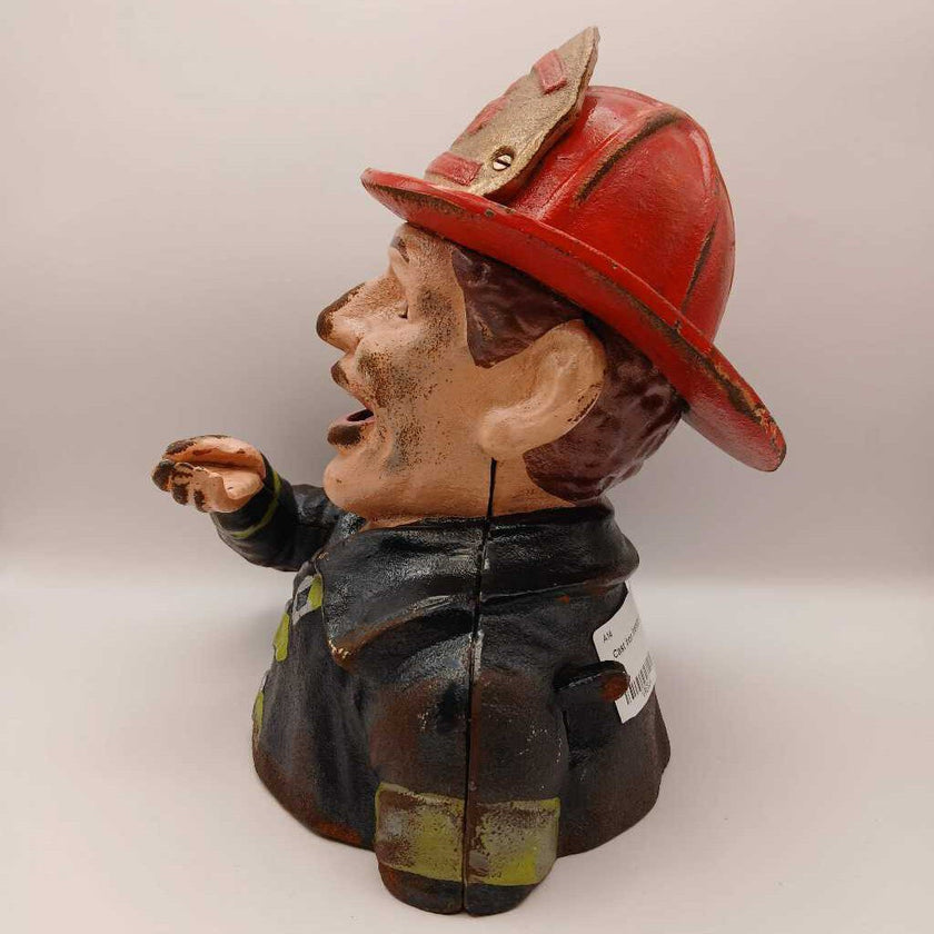 Cast iron fireman bank