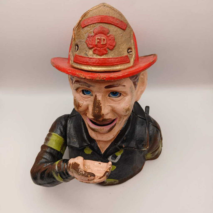 Cast iron fireman bank