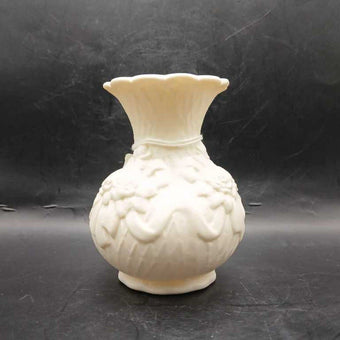 VTG Ivory Porcelain Bud Vase w/ Roses & Ribbon detail