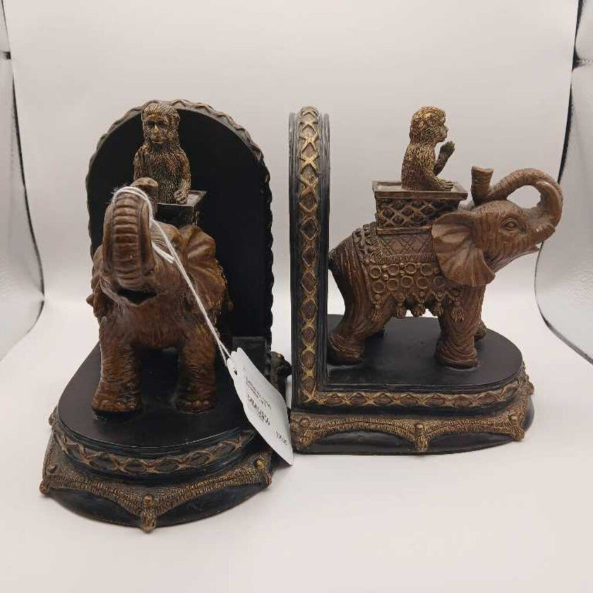 Elephant and Monkey Bookends