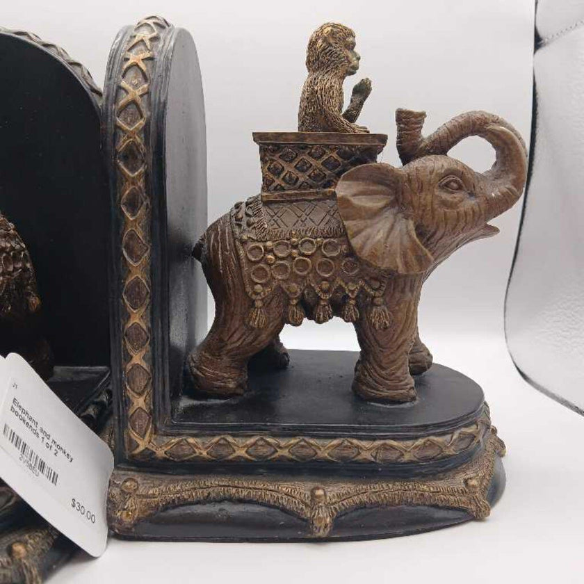 Elephant and Monkey Bookends