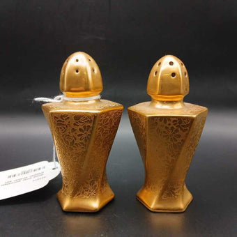 Gold Over Porcelain Salt and Pepper Shaker Set