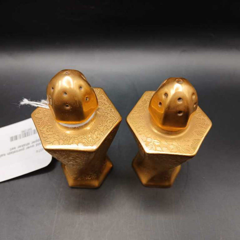 Gold Over Porcelain Salt and Pepper Shaker Set