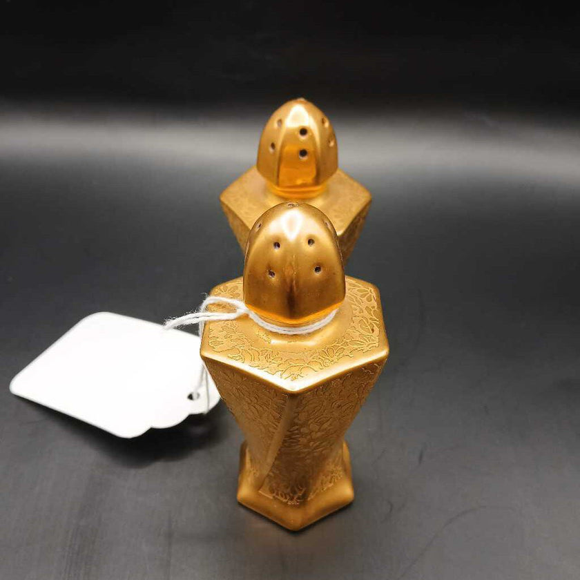 Gold Over Porcelain Salt and Pepper Shaker Set