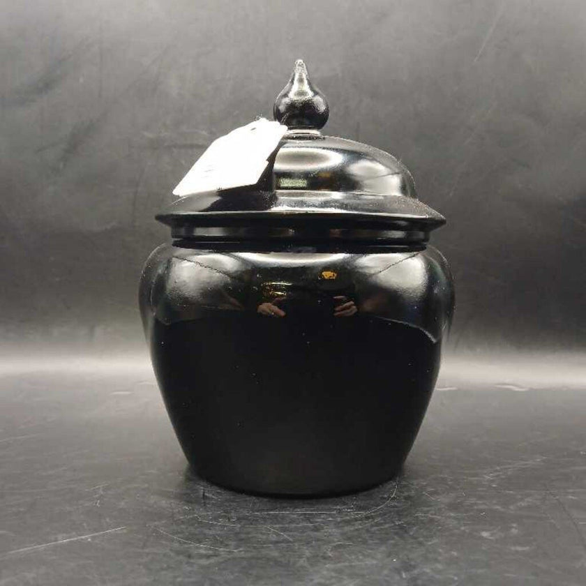 1974 Avon Black Glass Amethyst Cherry Blossom Lidded Ginger Jar