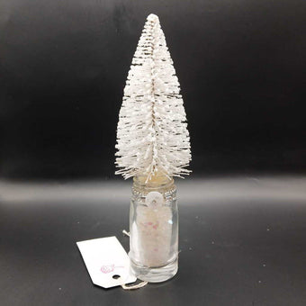 Snow Bottle , white Glitter Christmas Tree 7.25in