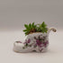 Purple Flower Porcelain Boot w/Succulent