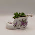 Purple Flower Porcelain Boot w/ Succulent