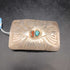 Handmade silver belt buckle turquoise & coral insets