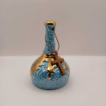 Turquoise Copper Ceramic Bell w/Cross