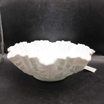 1960s Imperial Milk Glass Ruffled Rose Bowl