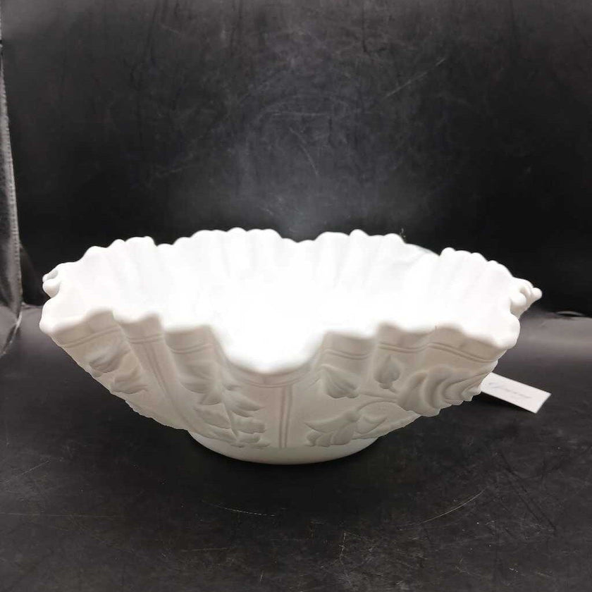 1960s Imperial Milk Glass Ruffled Rose Bowl