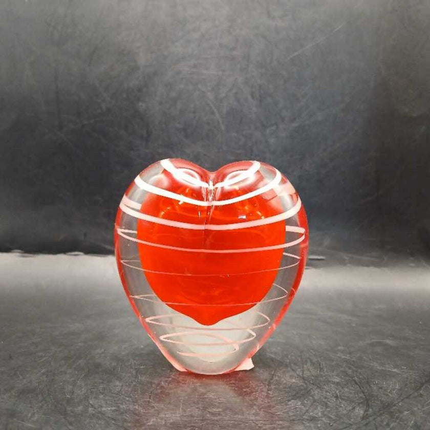 Blown Glass Red Heart Paperweight