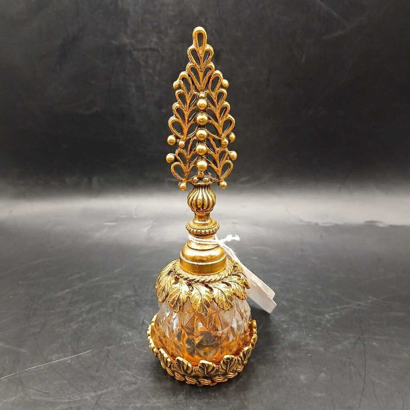 Antique Brass & Glass French Perfume Bottle