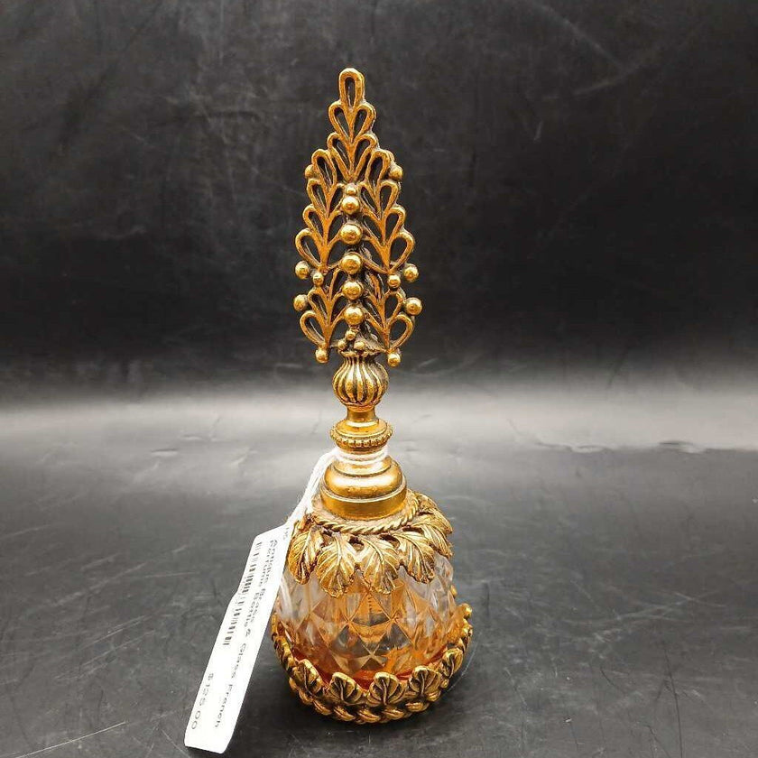 Antique Brass & Glass French Perfume Bottle