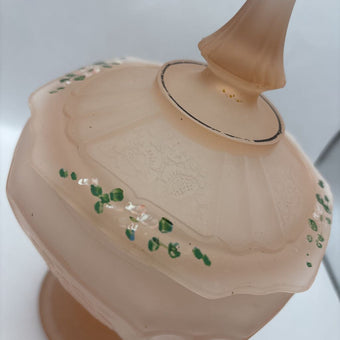 Hocking Frosted Footed Mayfair Pink Candy Dish