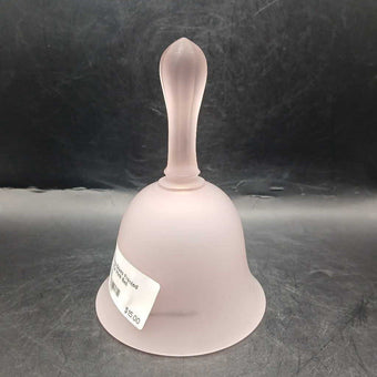 Vtg Viking Glass Frosted Satin Floral Pink Bell