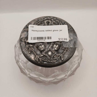 Honeycomb lidded glass jar