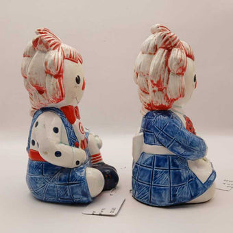 Vintage 1972 Fitz & Floyd Raggedy Ann & Andy Figurines/Bookends (Set of 2)
