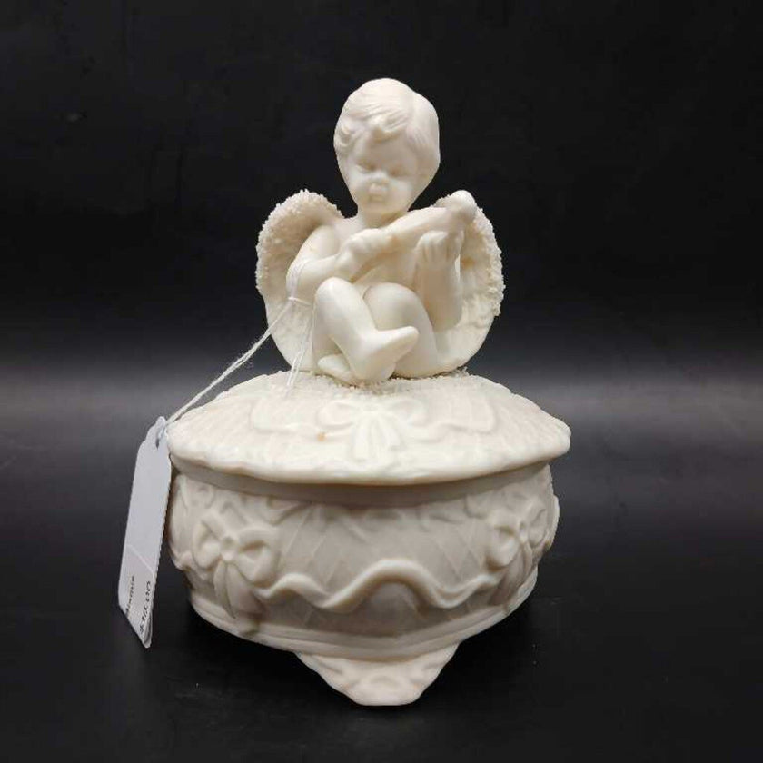 Vintage Cherub Angel Bisque Trinket Box