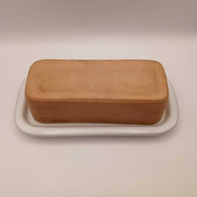 Made in Italy, redware butter dish, ceramic