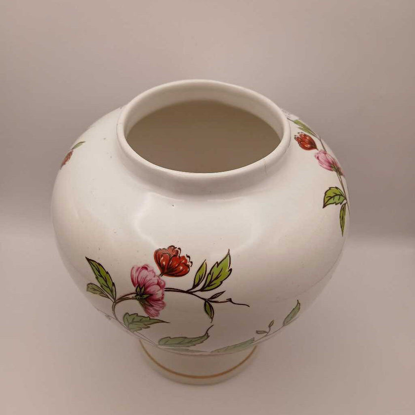Vintage Peony, Ceramic Vase with Gold Trim Large