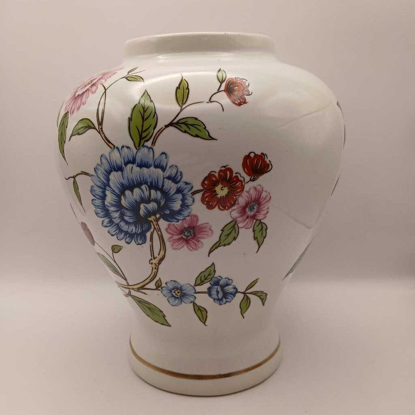 Vintage Peony, Ceramic Vase with Gold Trim Large