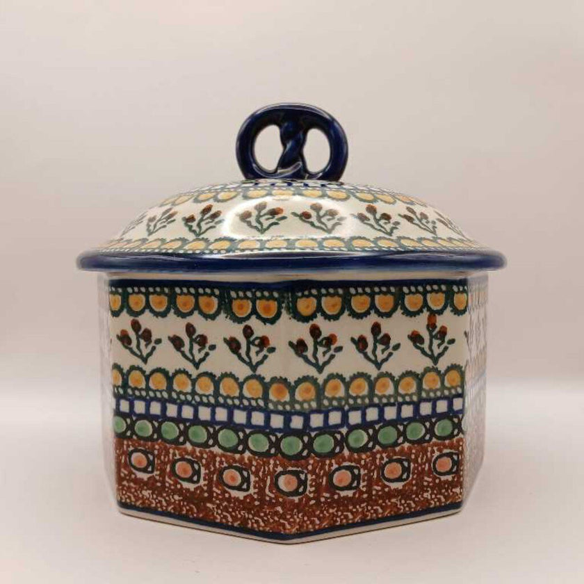 7 inchPolish pottery pretzel dish, Teresa Lana hand-painted vintage