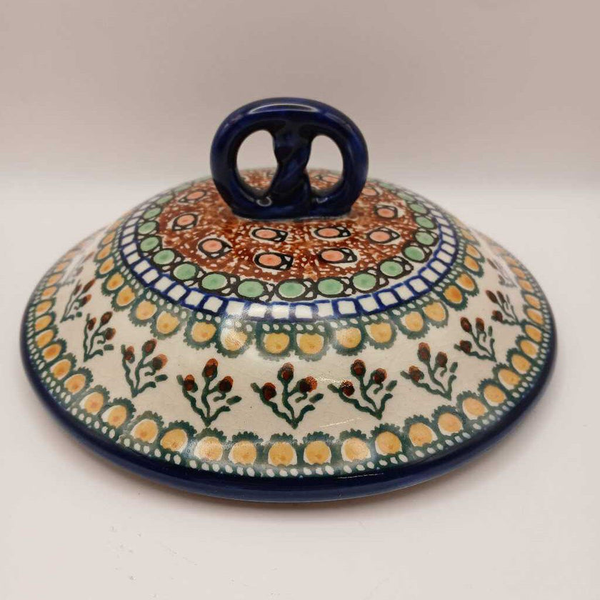 7 inchPolish pottery pretzel dish, Teresa Lana hand-painted vintage